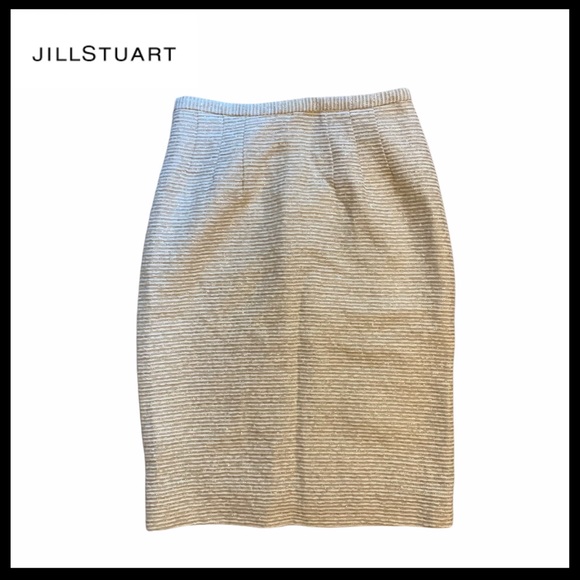 Jill Stuart Gold Shimmer Pencil Skirt NWT Sz 4 - Picture 1 of 5